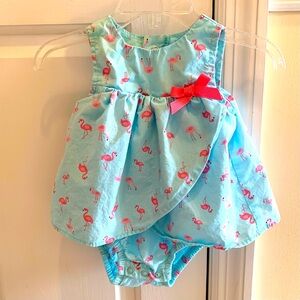 Just One You by Carters especially adorable Flamingo Print Baby Dress, size 3 M